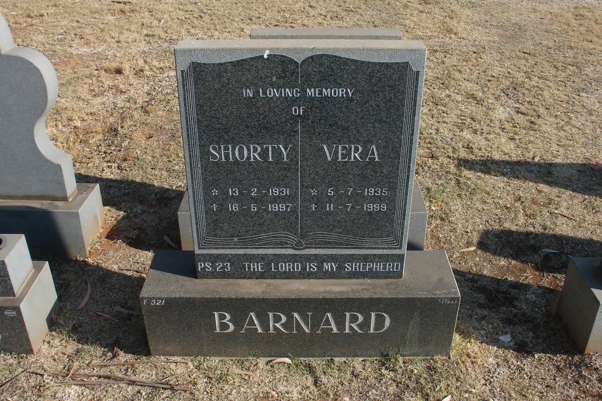 BARNARD Shorty 1931-1997 &amp; Vera 1935-1999