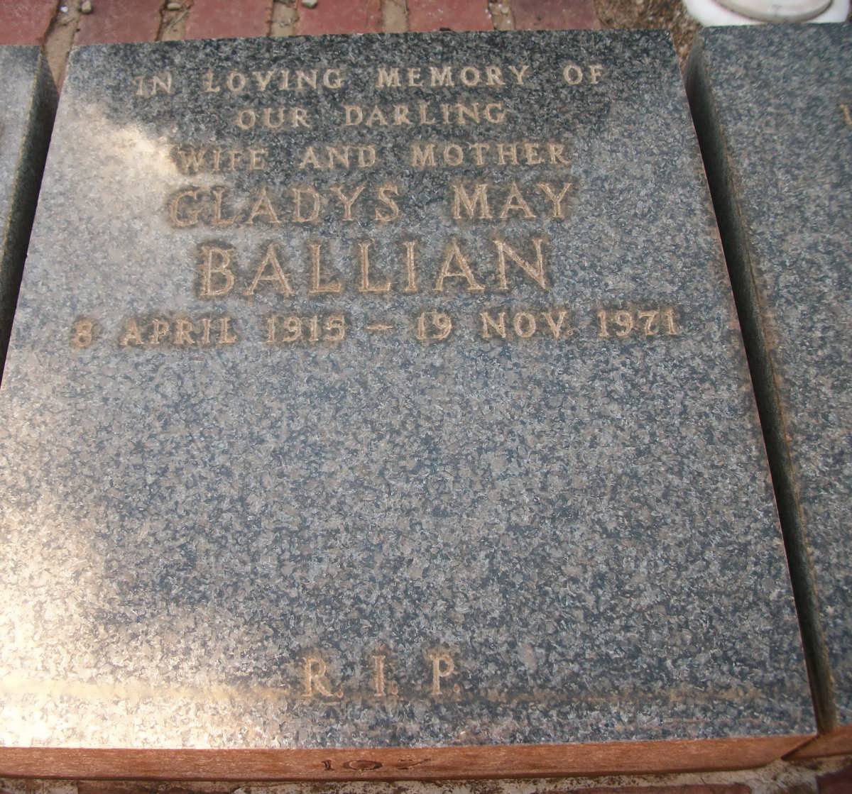 BALLIAN Gladys May 1915-1971