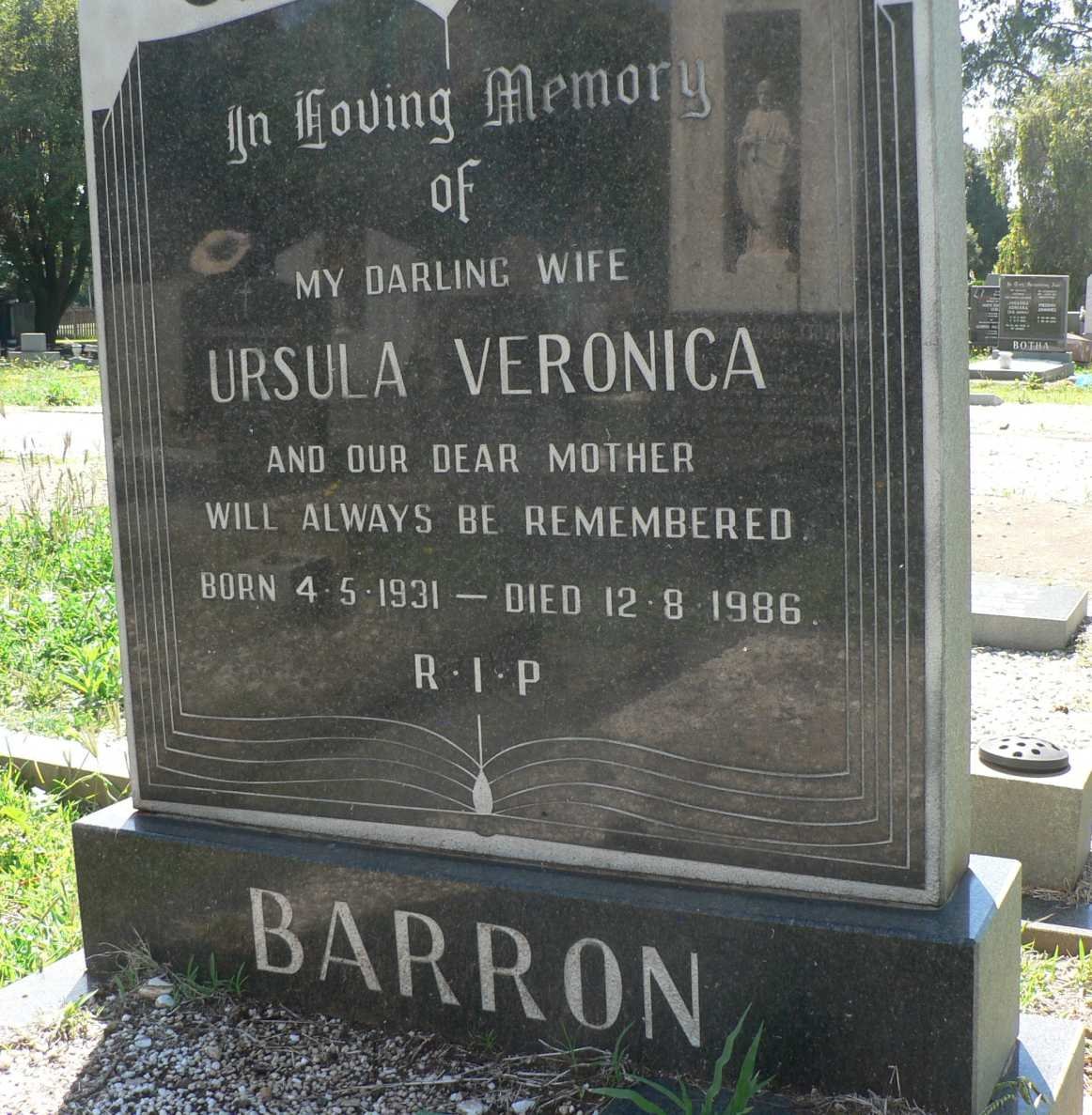 BARRON Ursula Veronica 1931-1986