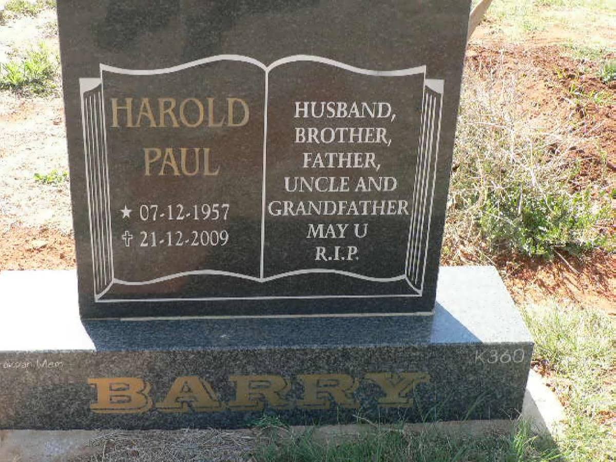 BARRY Harold Paul 1957-2009