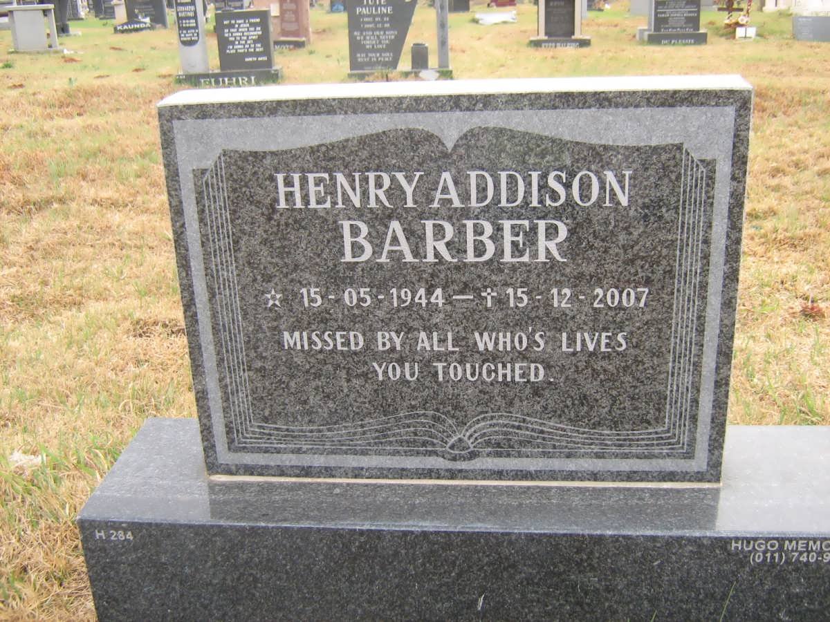 BARBER Henry Addison 1944-2007