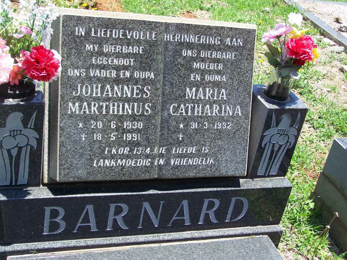 BARNARD Johannes Marthinus 1930-1991 &amp; Maria Catharina 1932-