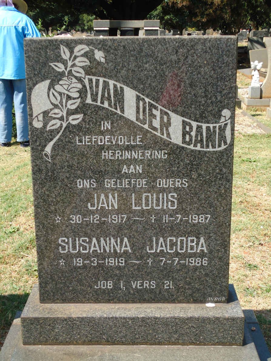 BANK Jan Louis, van der 1917-1987 &amp; Susanna Jacoba 1919-1986