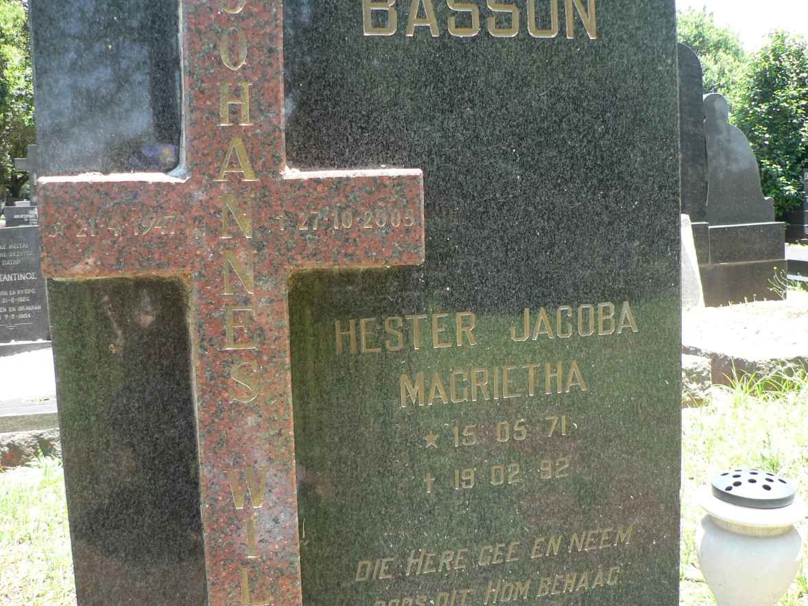 BASSON Johannes 1947-2005 :: BASSON Hester Jacoba Magrietha 1971-1992
