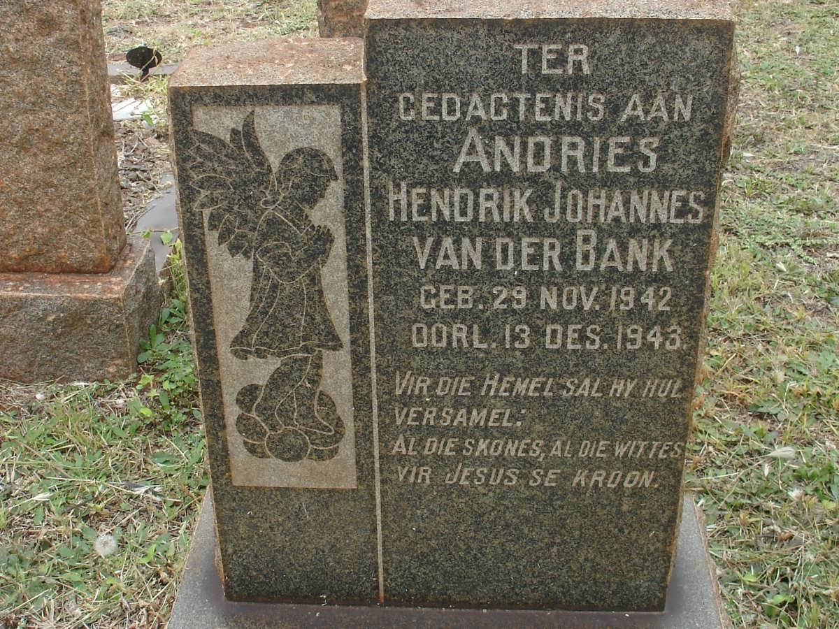 BANK Andries Hendrik Johannes, van der 1942-1943