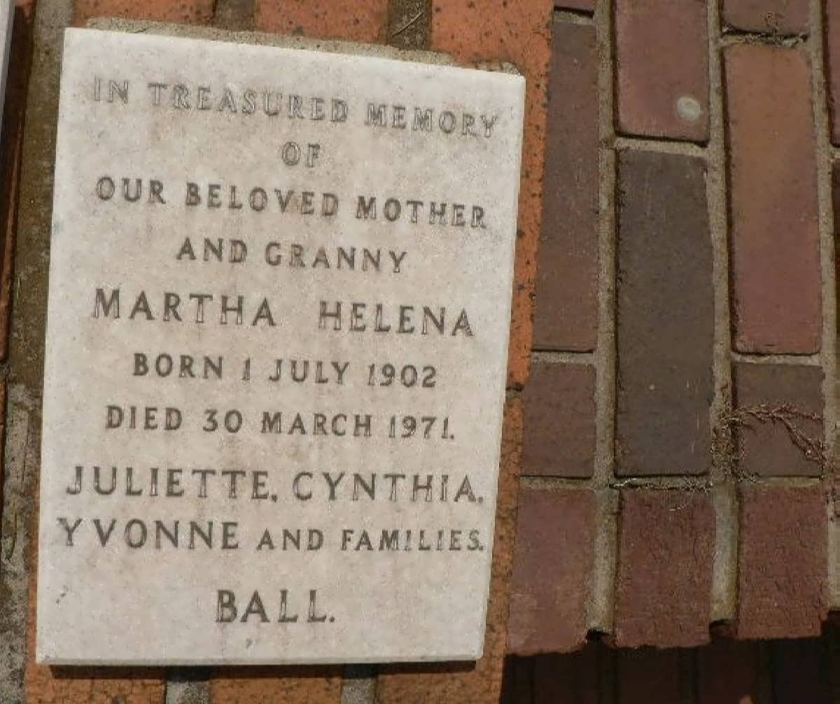 BALL Martha Helena 1902-1971