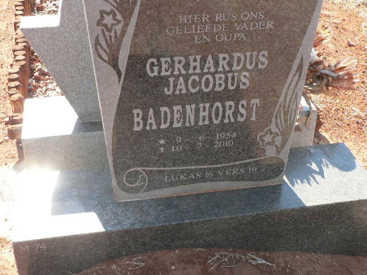 BADENHORST Gerhardus Jacobus 1954-2010