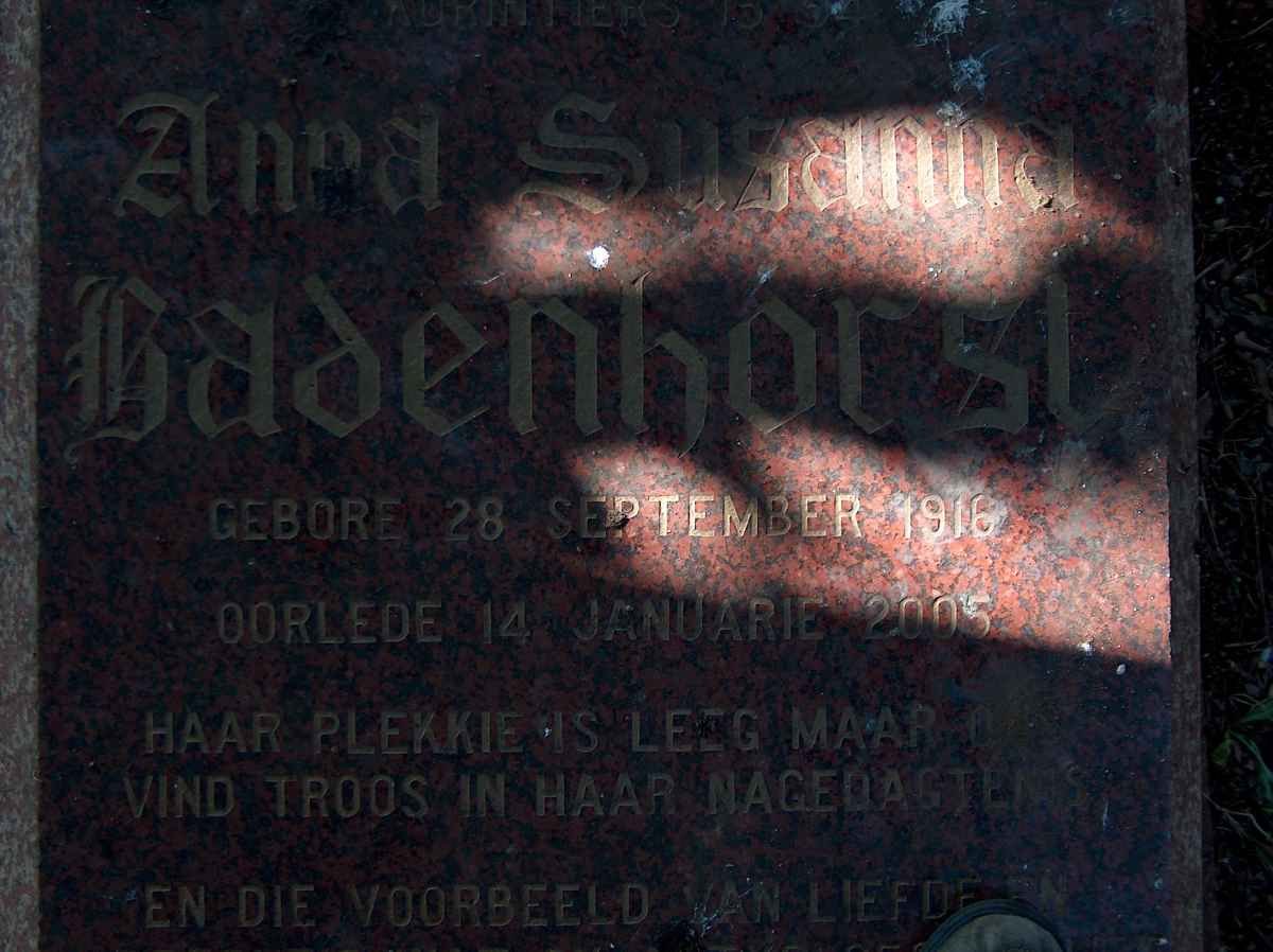 BADENHORST Anna Susanna 1916-2005