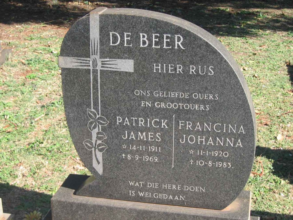 BEER Patrick James, de 1911-1969 &amp; Francina Johanna 1920-1983