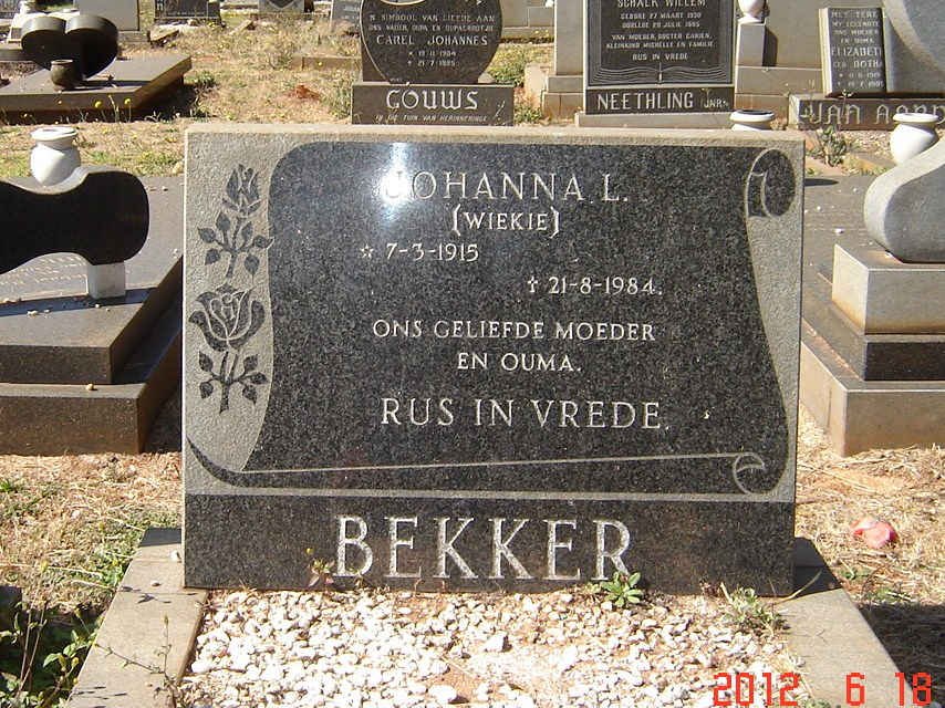 BEKKER Johanna L. 1915-1984