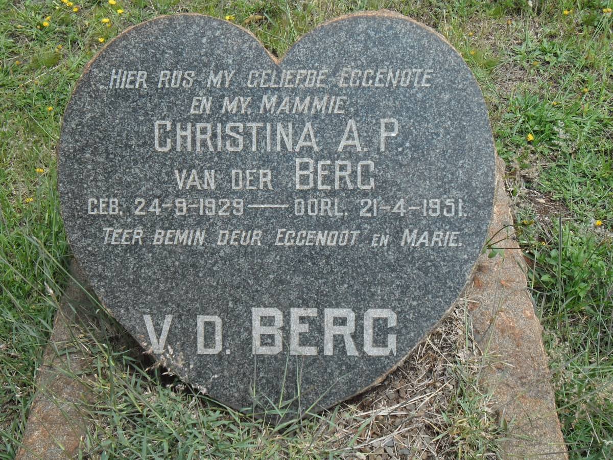 BERG Christina A.P., van der 1929-1951