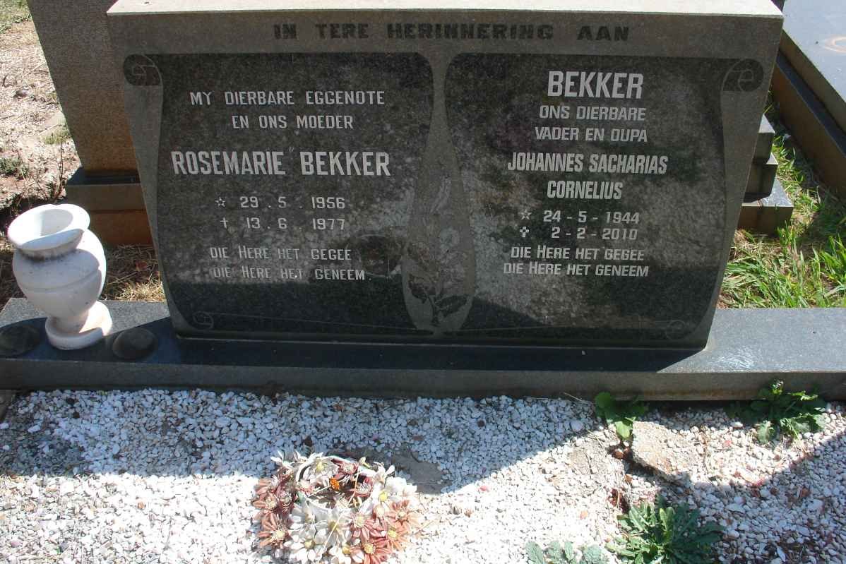 BEKKER Johannes Sacharias Cornelius 1944-2010 &amp; Rosemarie 1956-1977