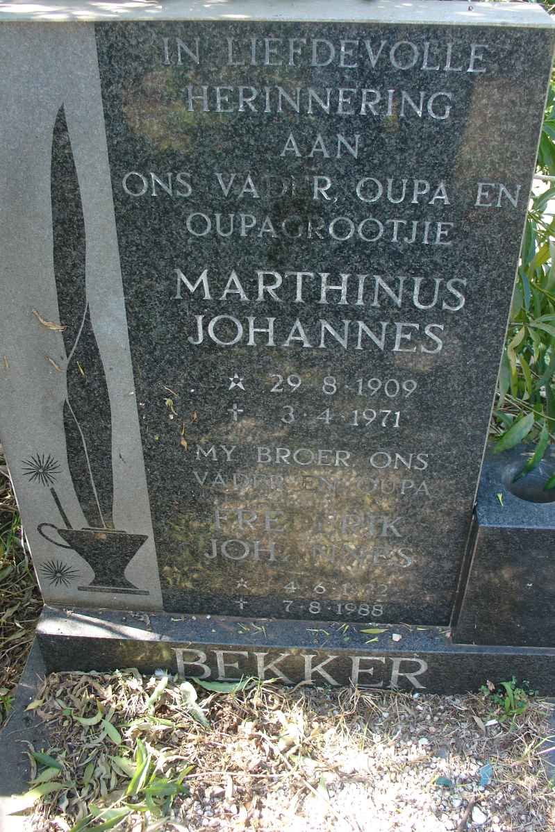BEKKER Marthinus Johannes 1909-1971 :: BEKKER Frederik Johannes -1988