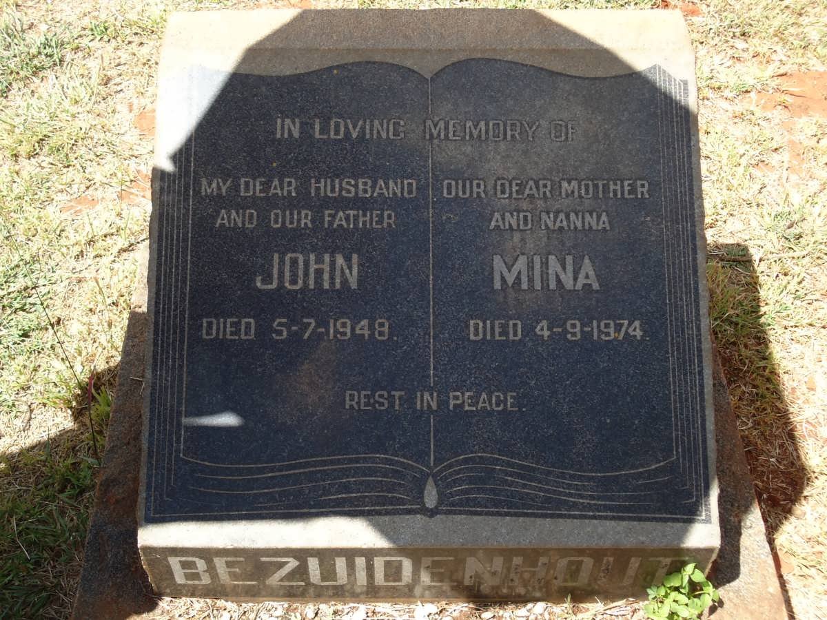BEZUIDENHOUT John -1948 &amp; Mina -1974