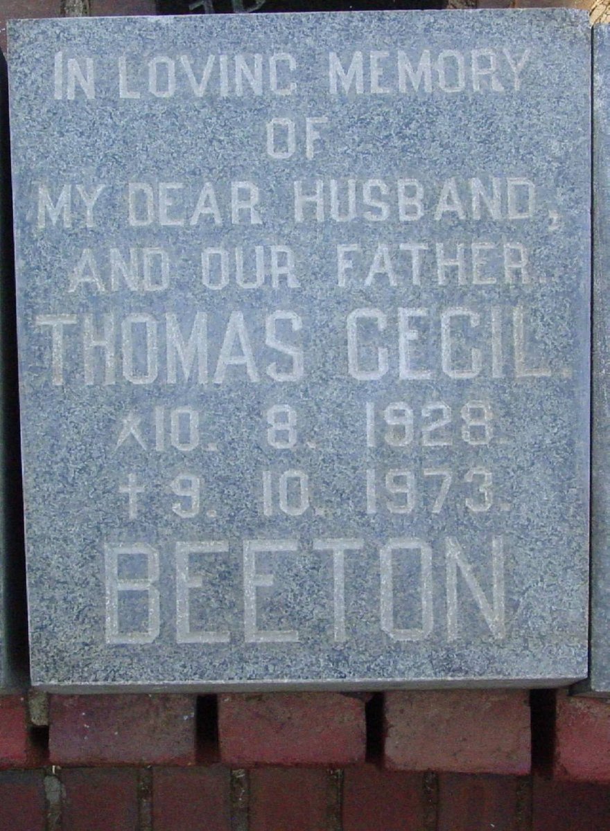 BEETON Thomas Cecil 1928-1973