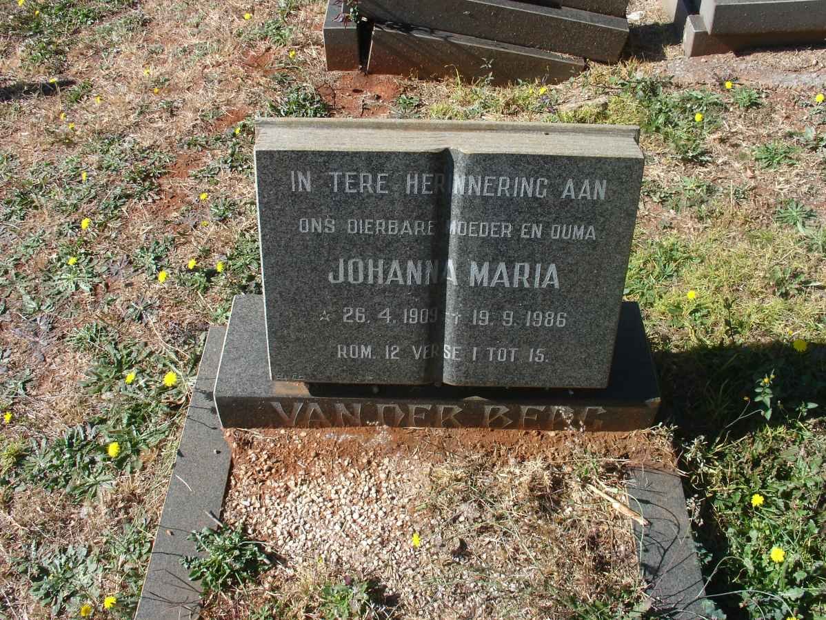 BERG Johanna Maria, van der 1909-1986
