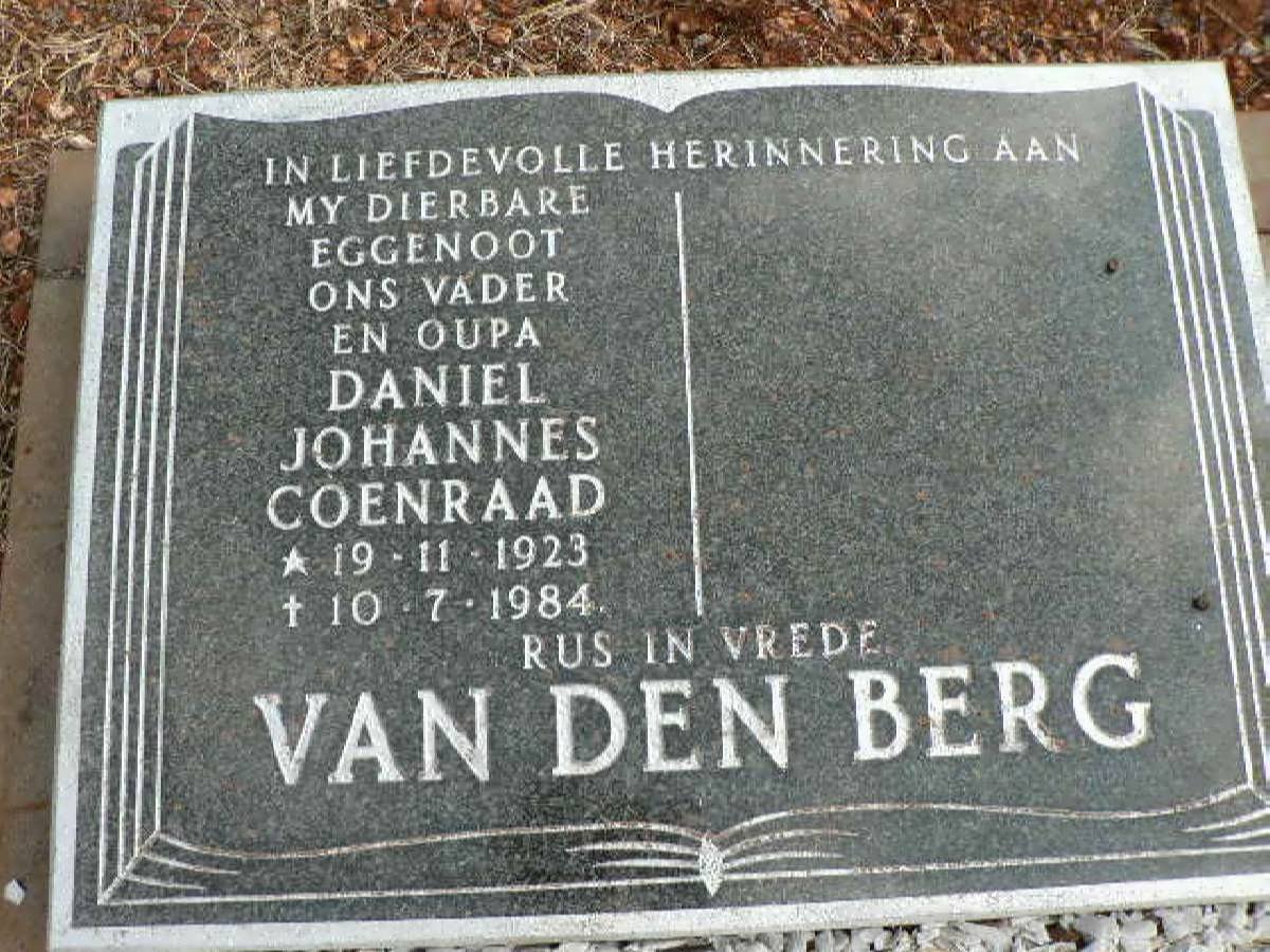 BERG Daniel Johannes Coenraad, van der 1923-1984
