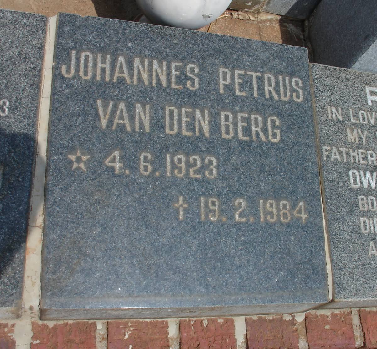 BERG Johannes Petrus, van den 1923-1984