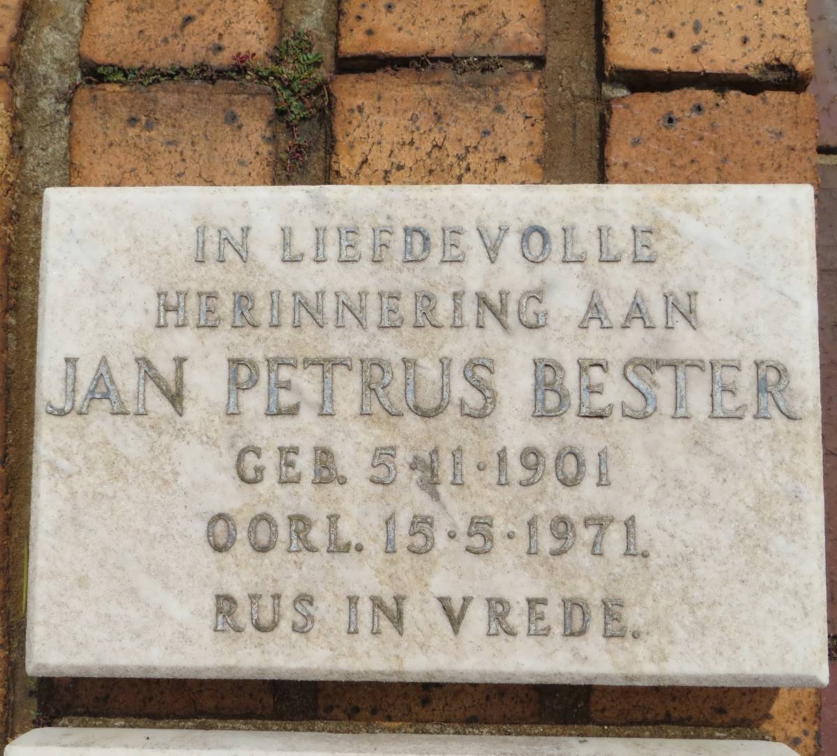 BESTER Jan Petrus 1901-1971