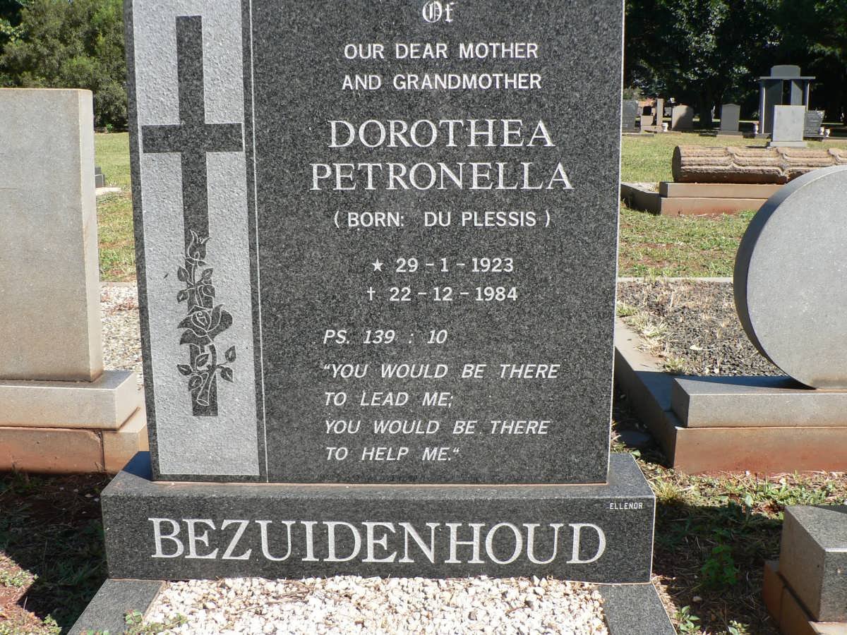 BEZUIDENHOUD Dorothea Petronella nee du PLESSIS 1923-1984