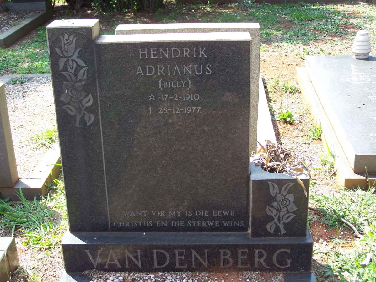 BERG Hendrik Adrianus, van den 1910-1977