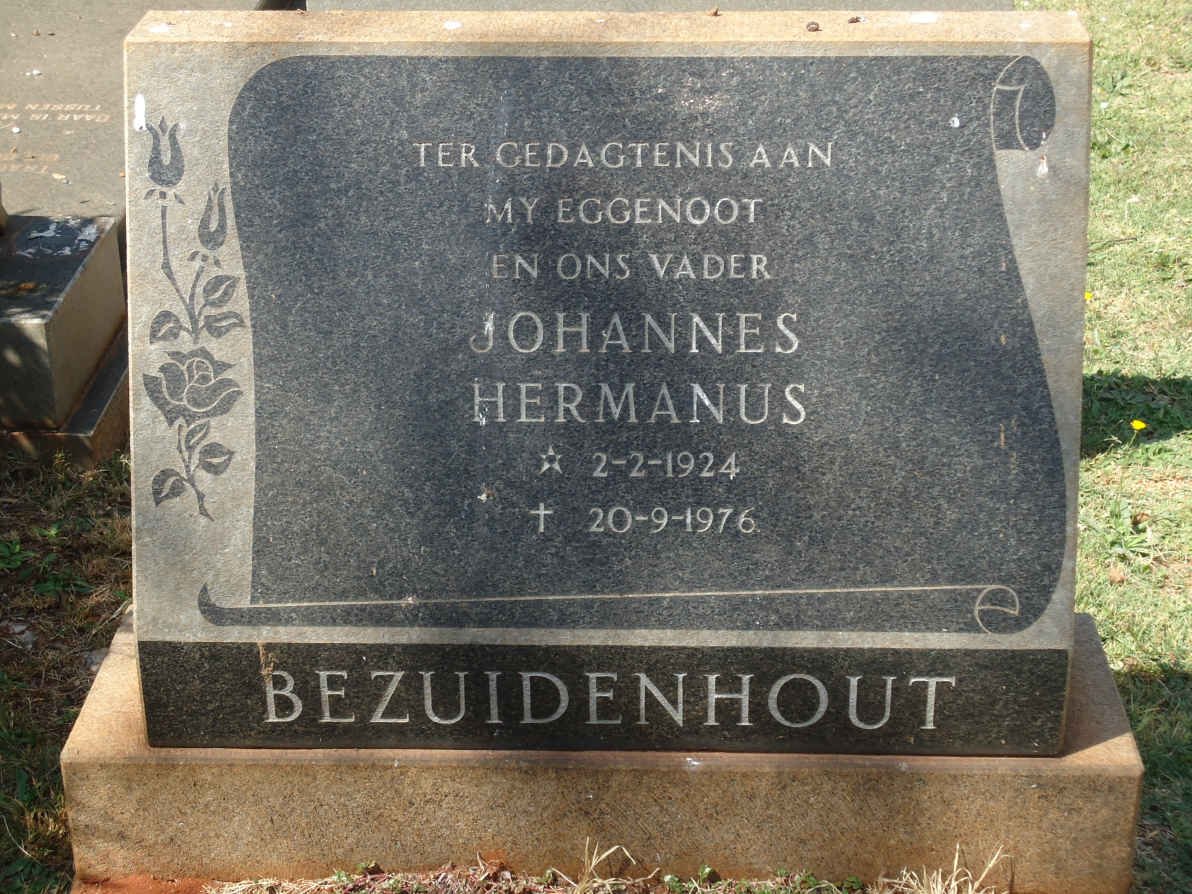 BEZUIDENHOUT Johannes Hermanus 1924-1976