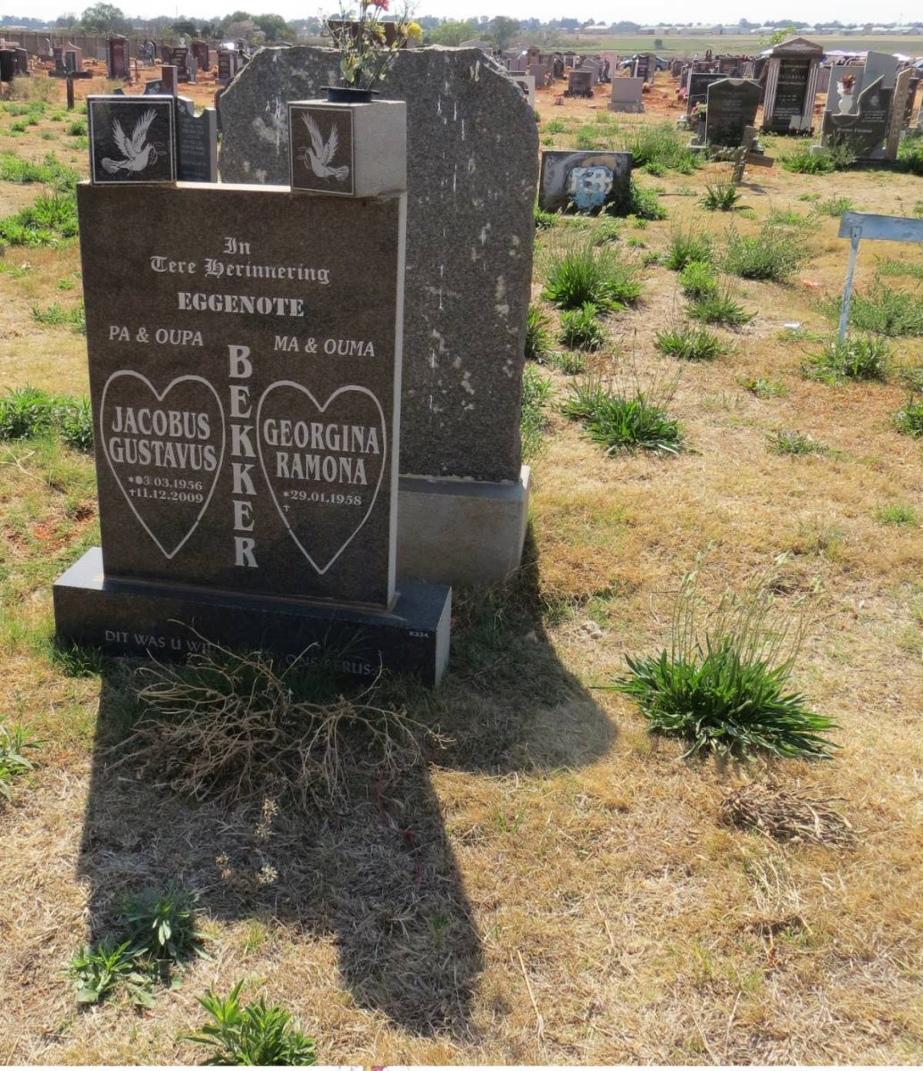 BEKKER Jacobus Gustavus 1956-2009 &amp; Georgina Ramona 1958-