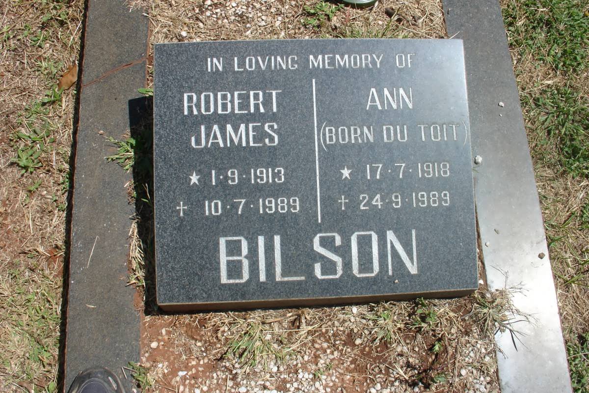 BILSON Robert James 1913-1989 &amp; Ann DU TOIT 1918-1989