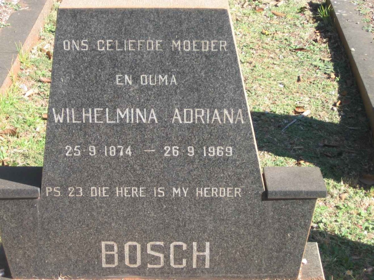 BOSCH Wilhelmina Adriana 1874-1969