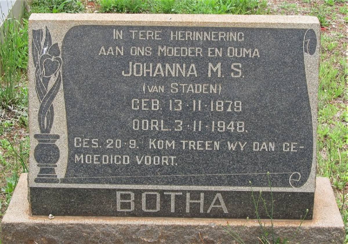 BOTHA Johanna M.S. nee VAN STADEN 1879-1948