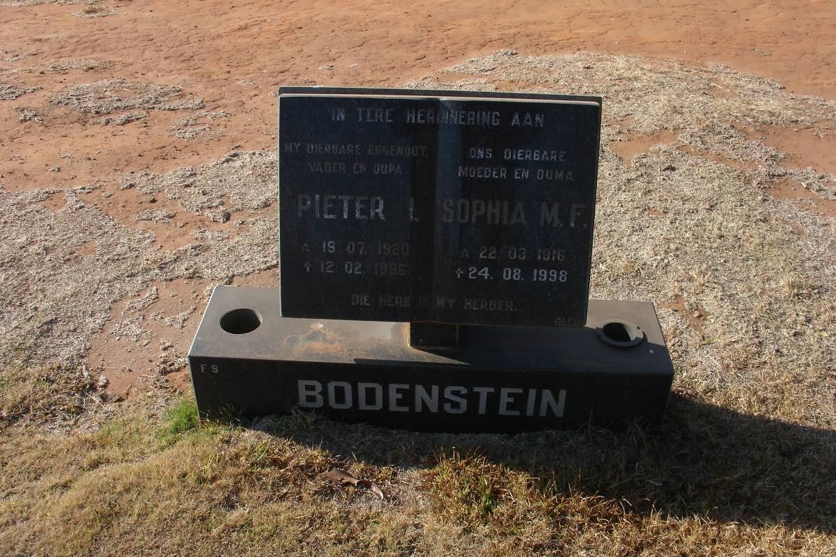 BODENSTEIN Pieter I. 1920-1996 &amp; Sophia M.F. 1916-1998