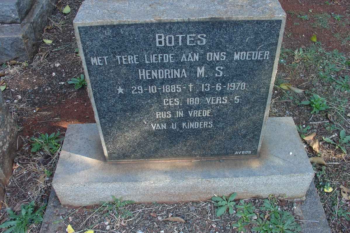 BOTES Hendrina M.S. 1885-1978