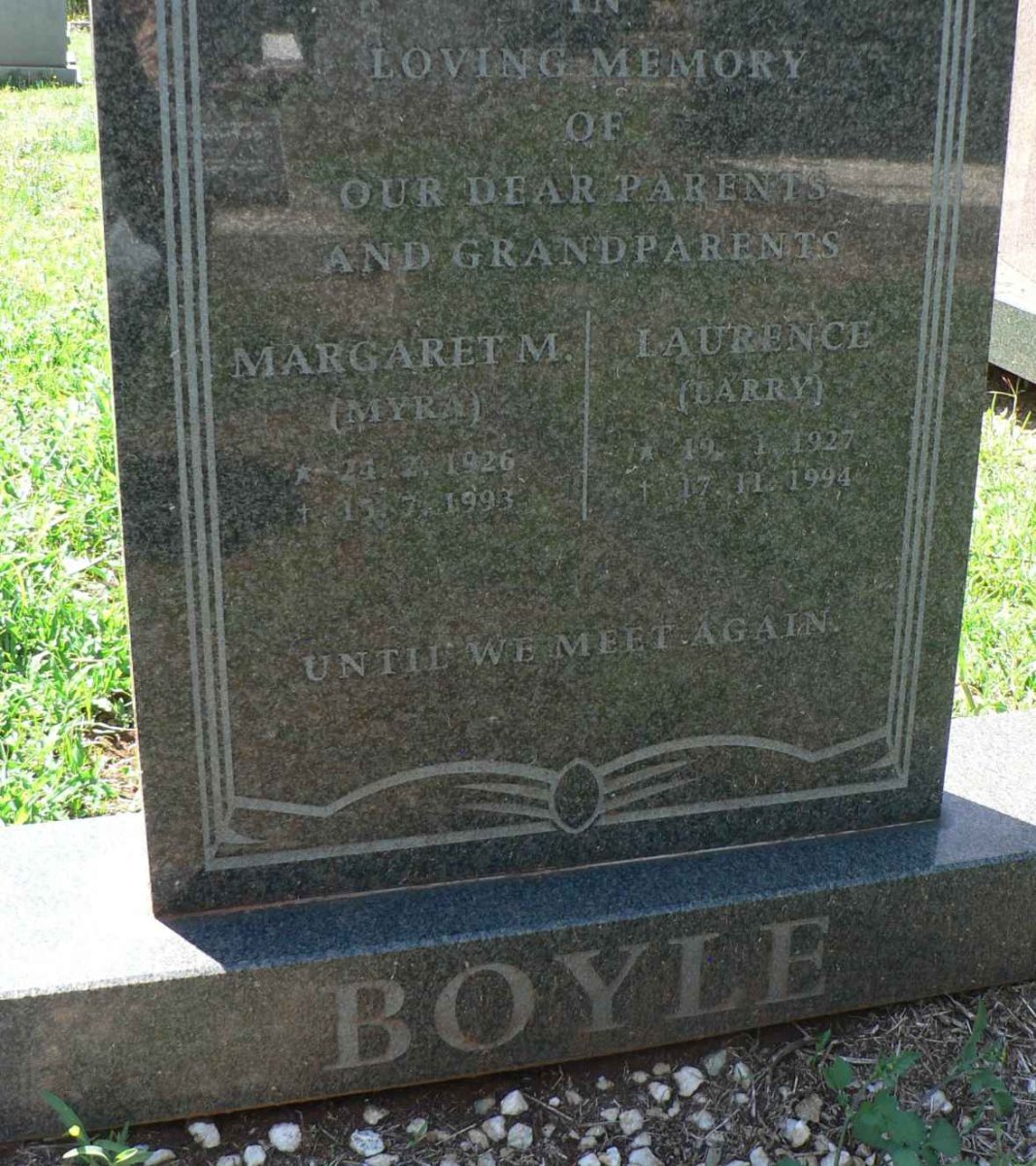 BOYLE Laurence 1927-1994 &amp; Margaret M. 1926-1993