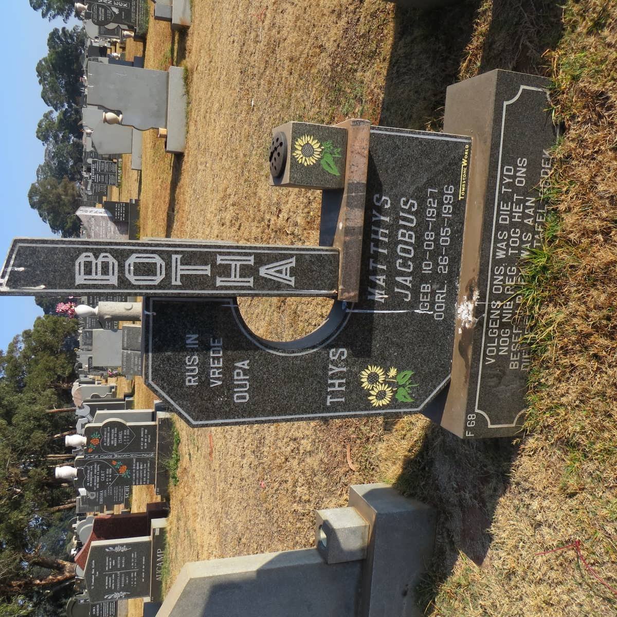 BOTHA Matthys Jacobus 1927-1996