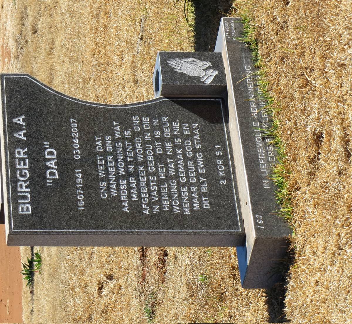 BURGER A.A. 1941-2007