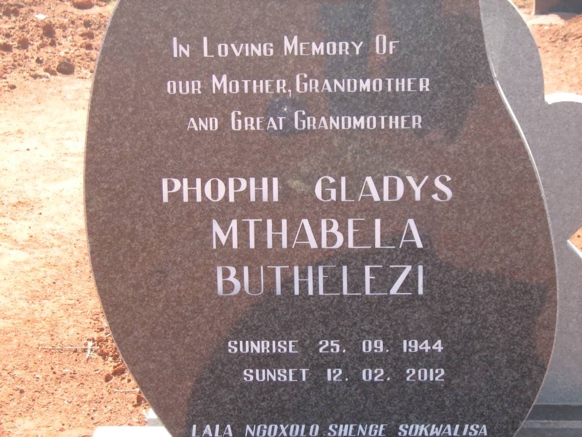 BUTHELEZI Phophi Gladys Mthabela 1944-2012