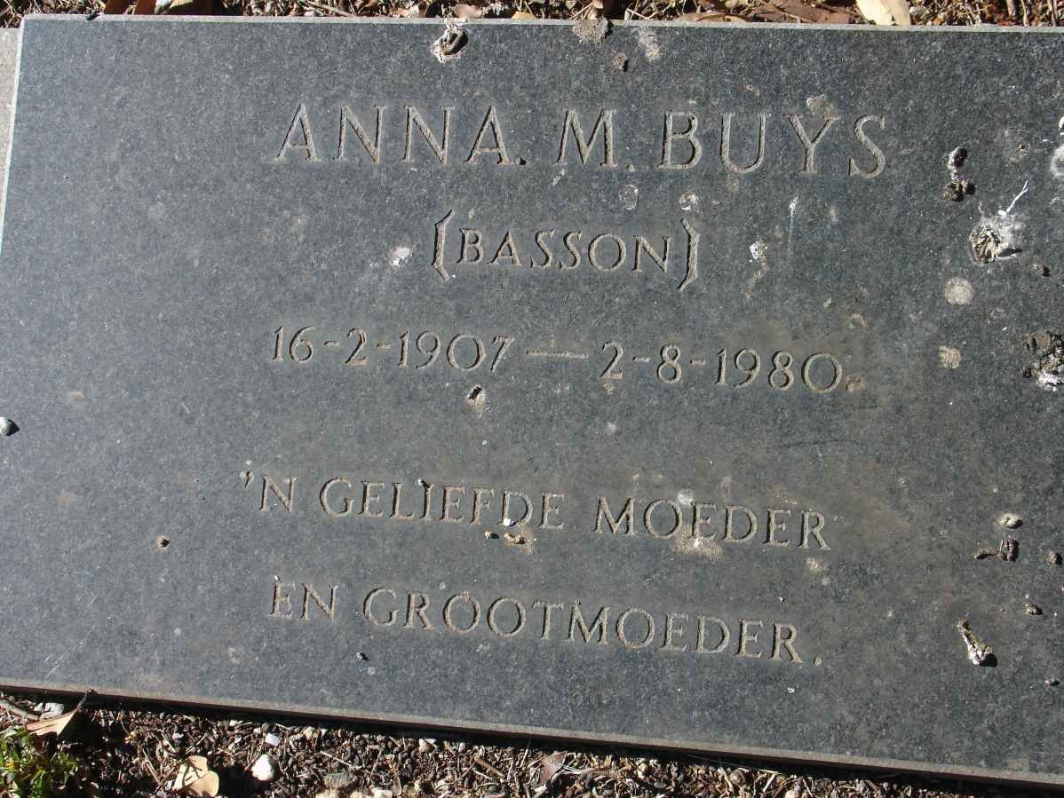 BUYS Anna M. nee BASSON 1907-1980