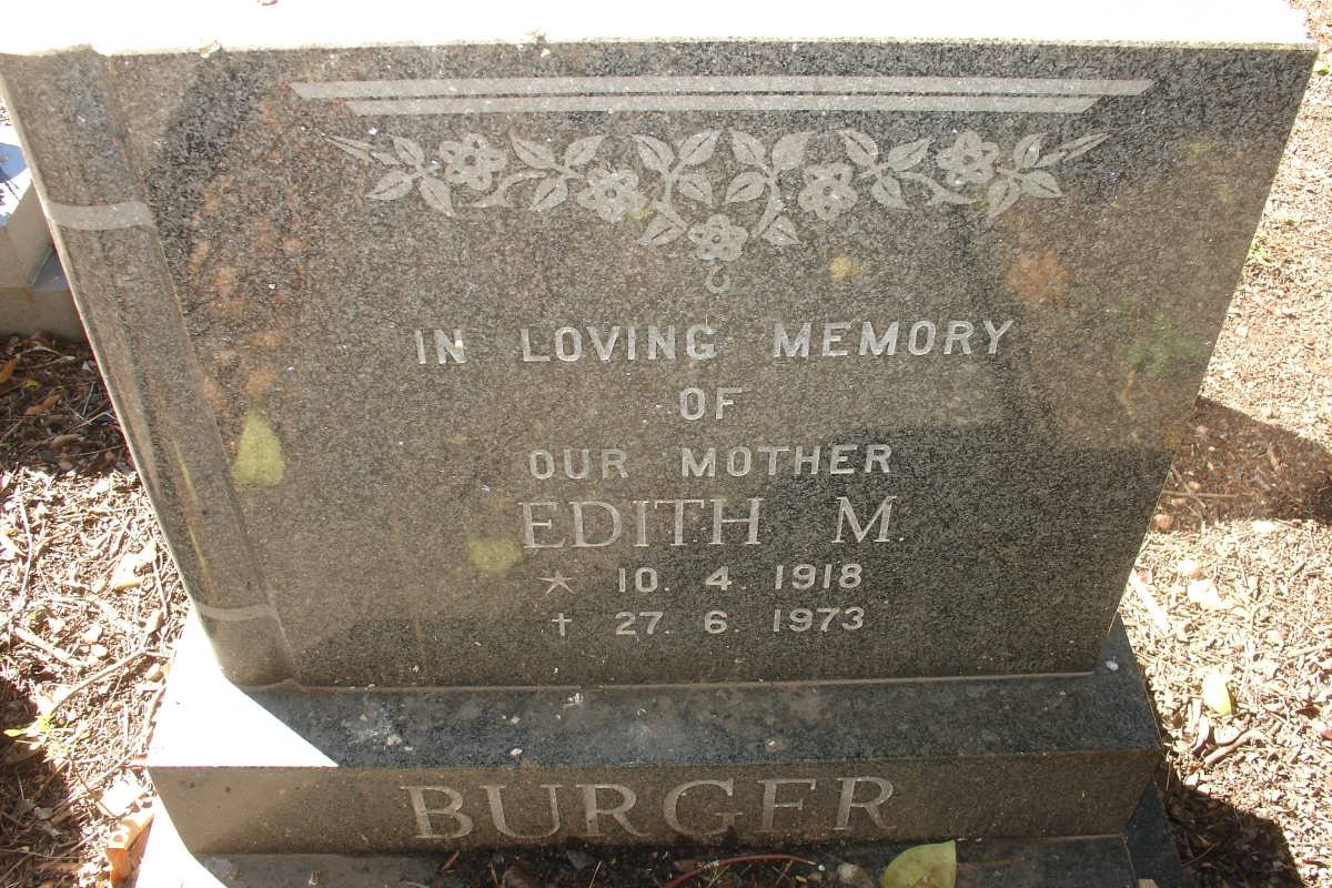BURGER Edith M. 1918-1973