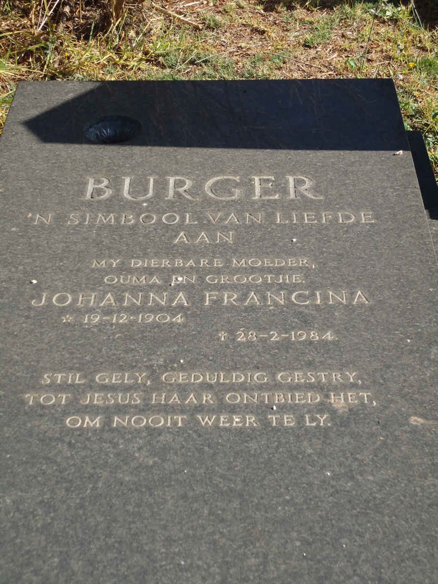 BURGER Johanna Francina 1904-1984