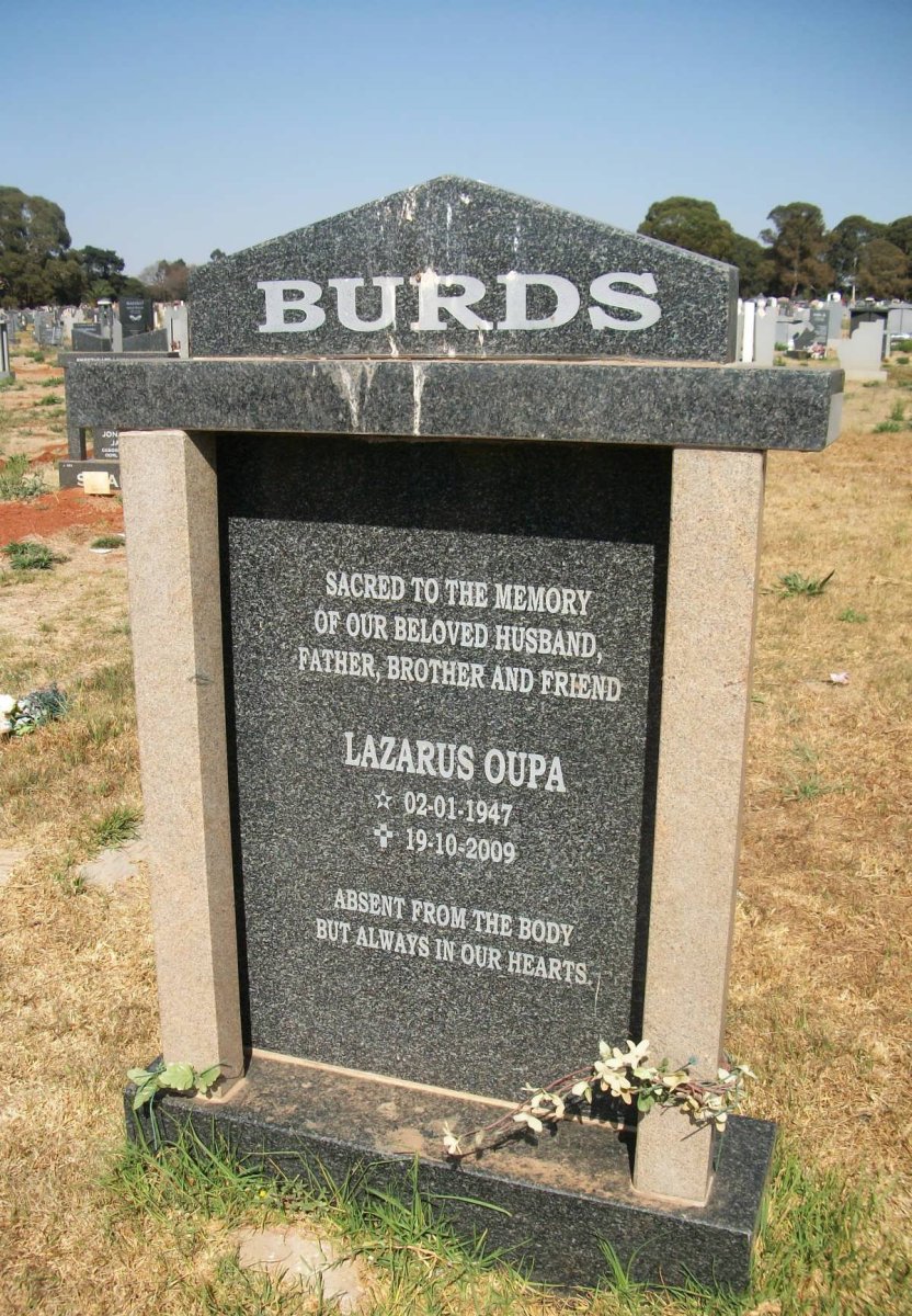 BURDS Lazarus Oupa 1947-2009