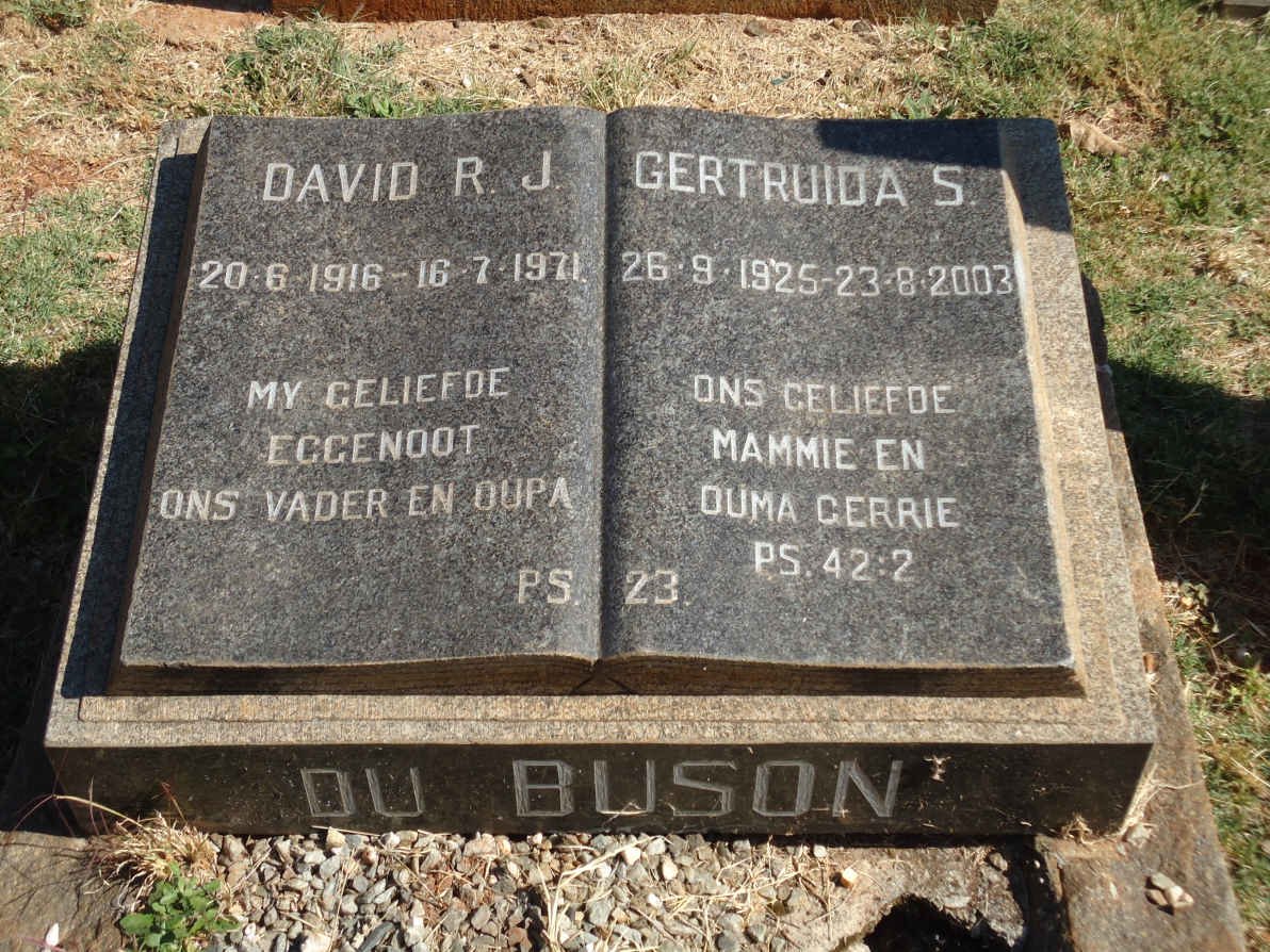 BUSON David R. J., du 1916-1971 &amp; Gertruida S. 1925-2003