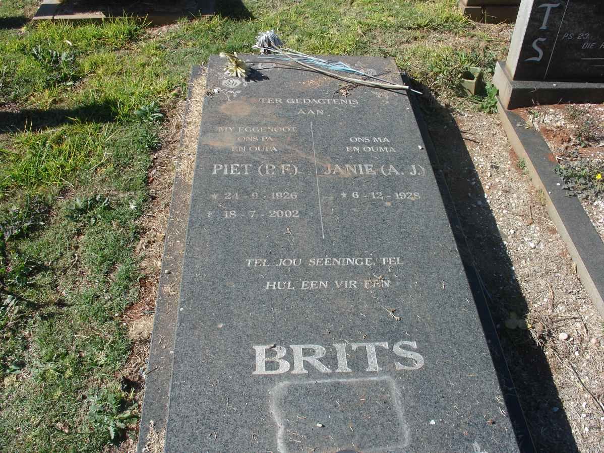 BRITS P.F. 1926-2002 &amp; A.J. 1928-