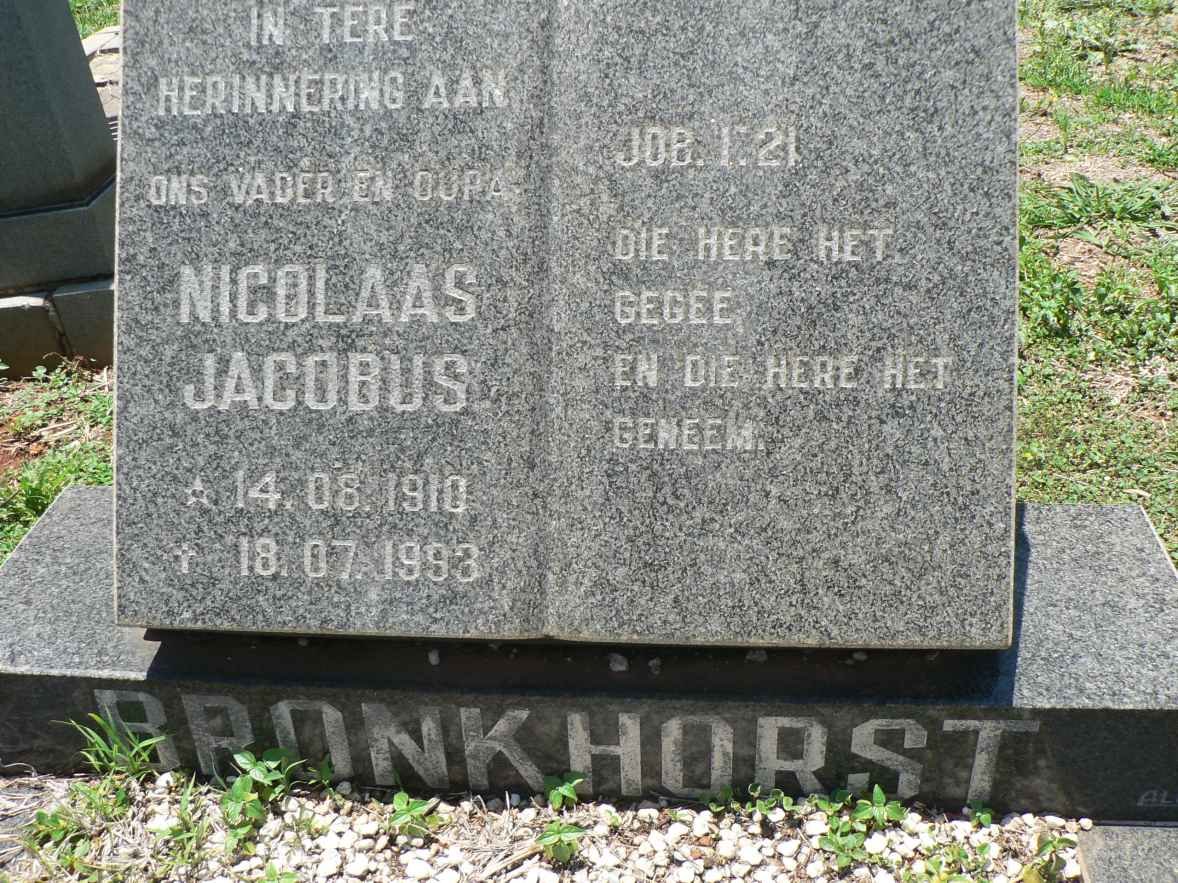 BRONKHORST Nicolaas Jacobus 1910-1993