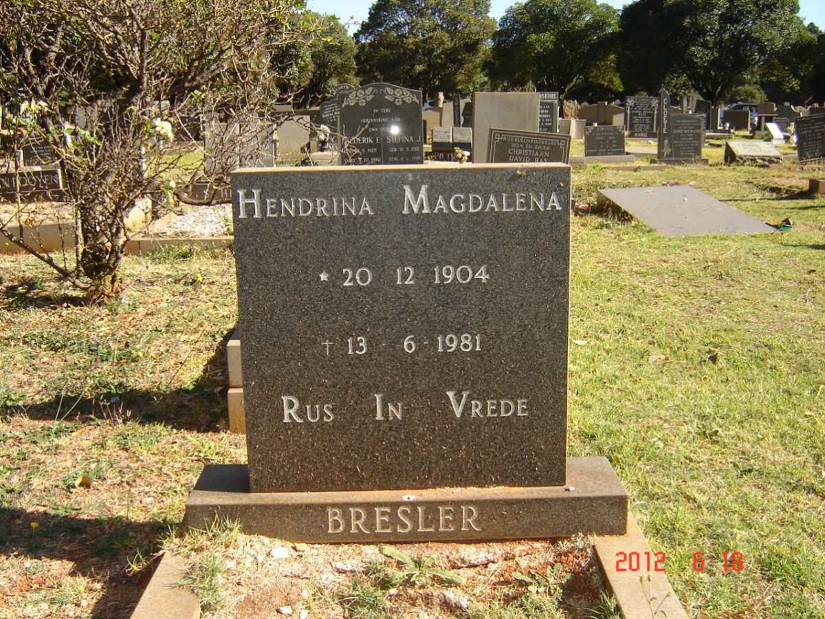 BRESLER Hendrina Magdalena 1904-1981