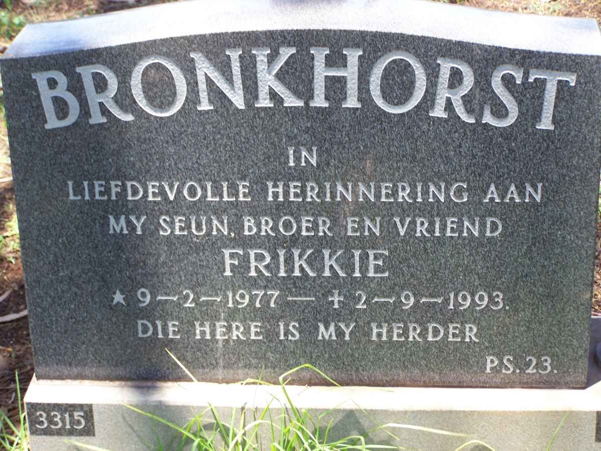 BRONKHORST Frikkie 1977-1993
