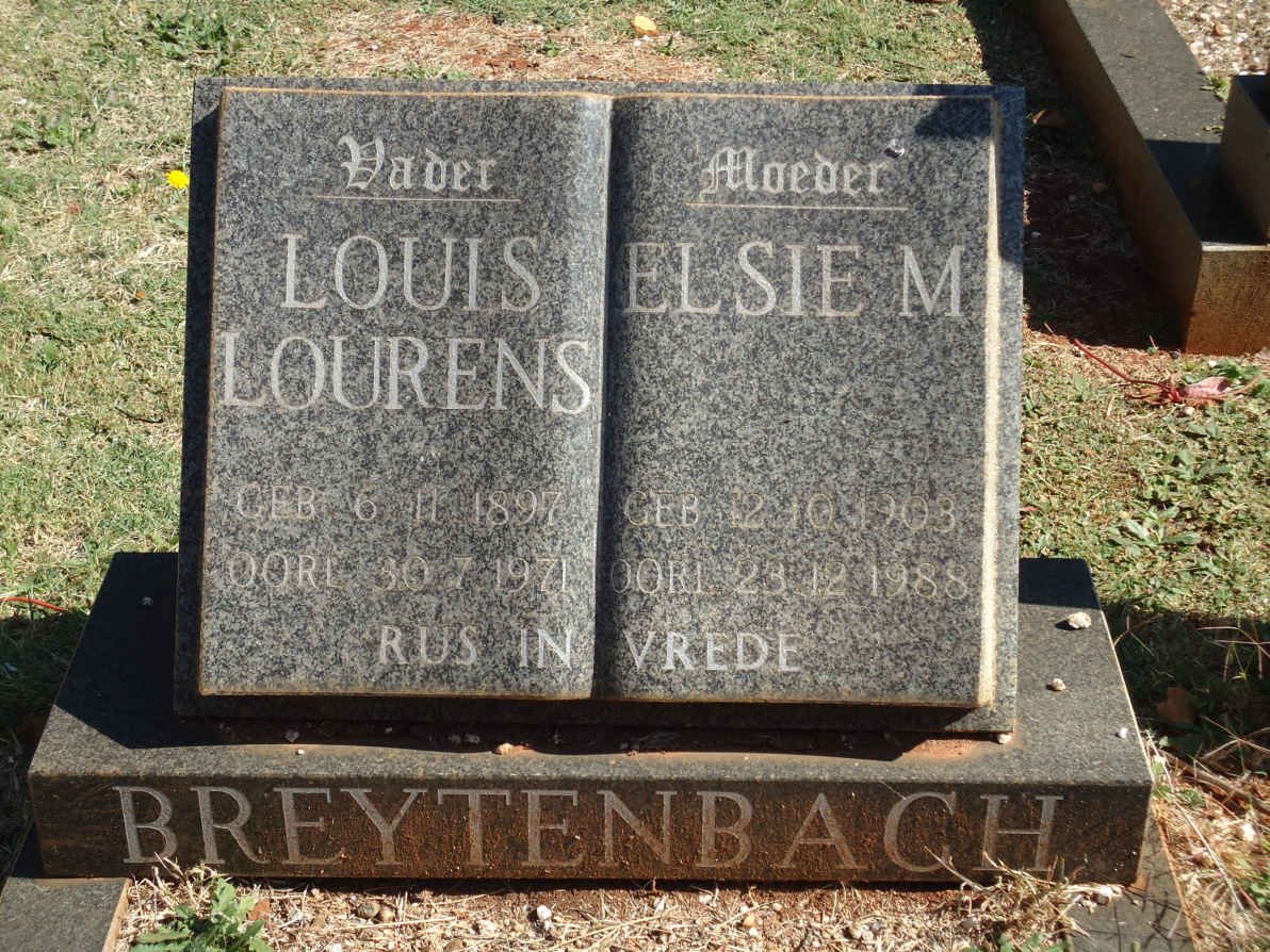 BREYTENBACH Louis Lourens 1897-1971 &amp; Elsie M. 190?-1988