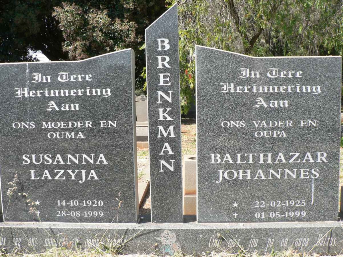 BRENKMAN Balthazar Johannes 1925-1999 &amp; Susanna Lazyja 1920-1999