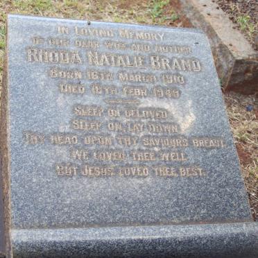 BRAND Fred 1898-1971 &amp; Rhoda Natalie 1910 -1949 