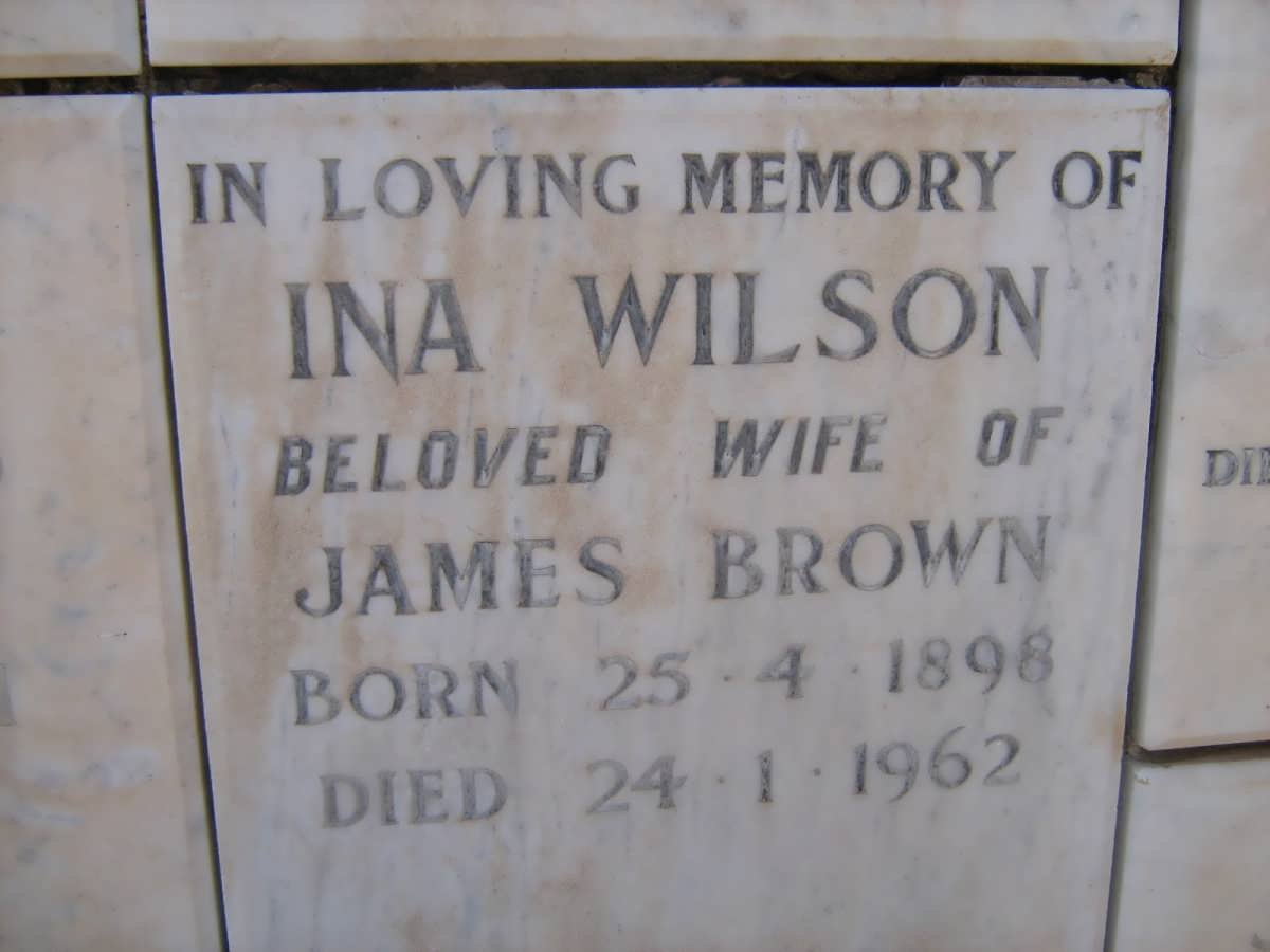 BROWN Ina Wilson 1898-1962