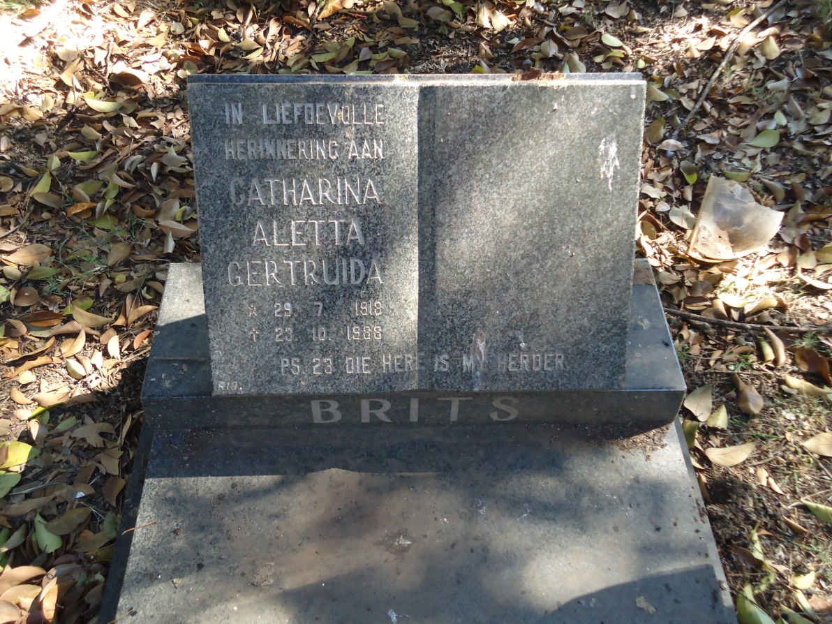 BRITS Catharina Aletta Gertruida 191?-1988